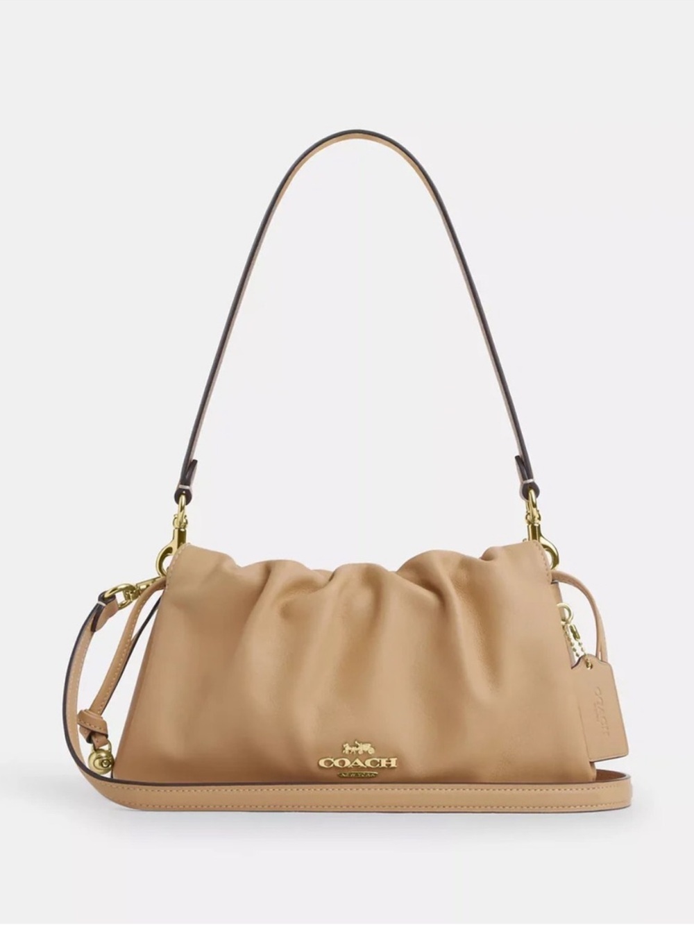 Coach Mini Faye Tan Shoulder Bag with Gold Hardware